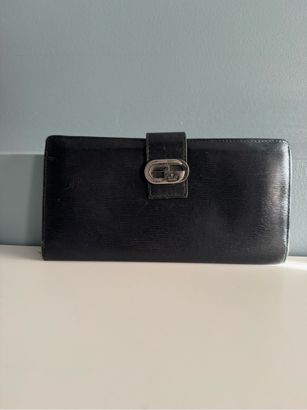 Black Leather Turn-Lock Wallet